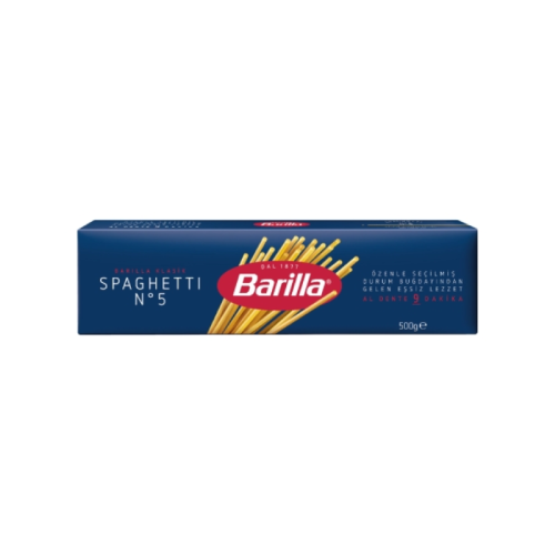 ماکارونی اسپاگتی BARILLA این محصول در بسته‌بندی **500 گرمی** عرضه می‌شود و یکی از محبوب‌ترین انواع ماکارونی در آشپزی ایتالیایی محسوب می‌شود. ماکارونی **اسپاگتی n.5** دارای ضخامت مناسبی است که باعث می‌شود هنگام پخت، بافت **آل دنته** (کمی سفت و جویدنی) داشته باشد. این نوع ماکارونی در مدت **8 تا 9 دقیقه** آماده می‌شود و می‌توان آن را با انواع سس‌ها مانند **پستو، آلفردو و بولونز** سرو کرد
