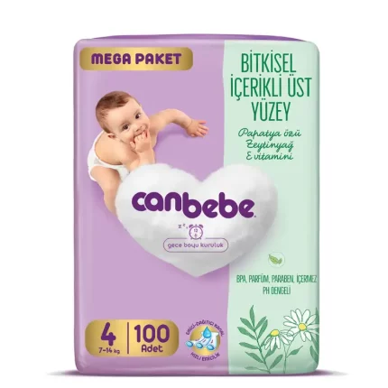 پوشک بچه Canbebe بسته بزرگ، 4 سایز (7-14 کیلوگرم) 100 عددی